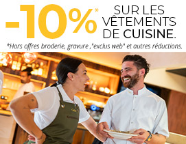 -10% sur les vêtements de cuisine du 23 au 29 mars ! Foncez et équipez-vous avec Manelli !