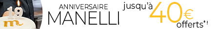 Manelli fête ses 19 ans. Lorsque vous achetez, vous êtes récompensés ! 5€ offerts* dès 80€ d'achats. 15€ offerts* dès 150€ d'achats. 40€ offerts* dès 300€ d'achats. *Hors offres broderie, gravure, “exclus web” et codes de réduction.