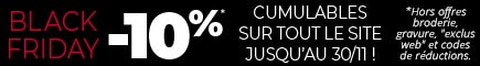 Black Friday Manelli : -10% cumulables sur tout le site ! Jusqu'au 30/11 - Code 10BF25 - *Hors offres broderie, gravure, "exclus web" et codes de réductions.