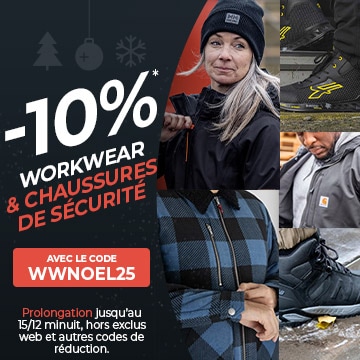 Prolongation -10% sur les vêtements de travail et chaussures de sécurité jusqu'au 15 décembre minuit avec le code WWNOEL25. Hors “exclus web" et autres codes de réduction.