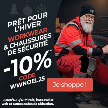 -10% sur les vêtements de travail jusqu'au 8 décembre minuit avec le code WWNOEL25. Hors “exclus web" et autres codes de réduction.