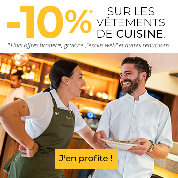 -10% sur les vêtements de cuisine du 23 au 29 mars ! Foncez et équipez-vous avec Manelli !