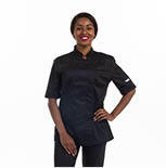 Veste de cuisine noire manches courtes Femme