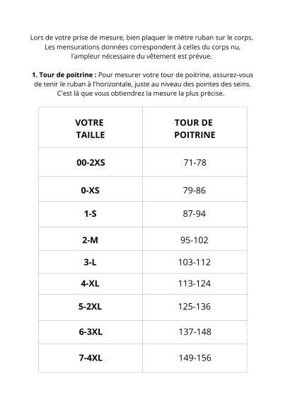 guide de taille Lafont Santé